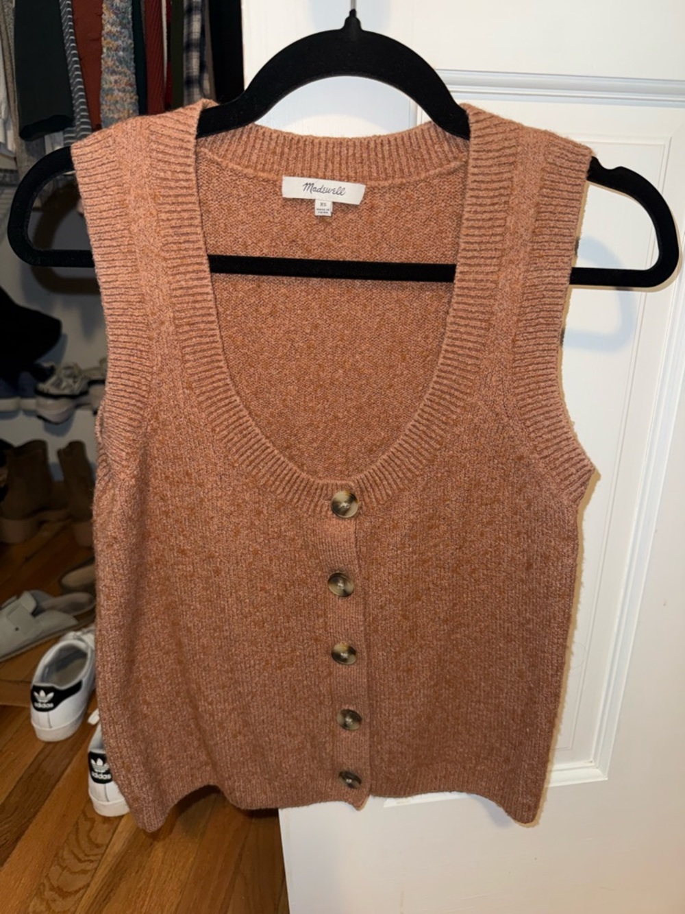 Madewell Button-Front Knit Vest in Rusty Brown